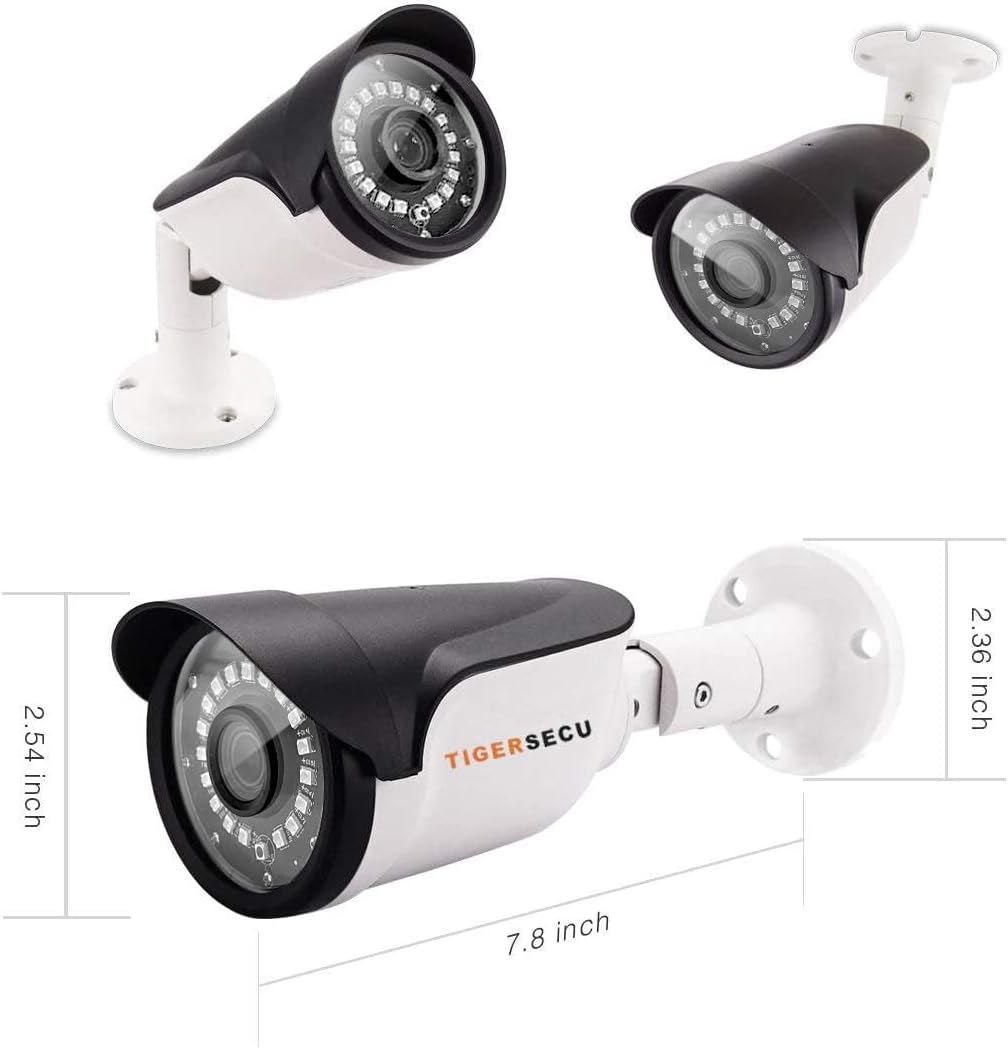 TIGERSECU 2MP Metal Long Range Security Camera for TVI/CVI/AHD/CVBS DVRs | Hybrid 4-in-1 with OSD Switch, Weatherproof for Indoor and Outdoor Use, Power Supply and Coaxial Cable Sold Separately
