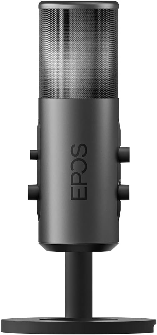 EPOS Gaming B20 Streaming Microphone - 2.9m Cable USB-C Computer Microphone for Gaming - PC & Laptop Connection with Audio Controls - Compatible with PC, Mac, and PS4/5 - Desk Stand Included, Gray