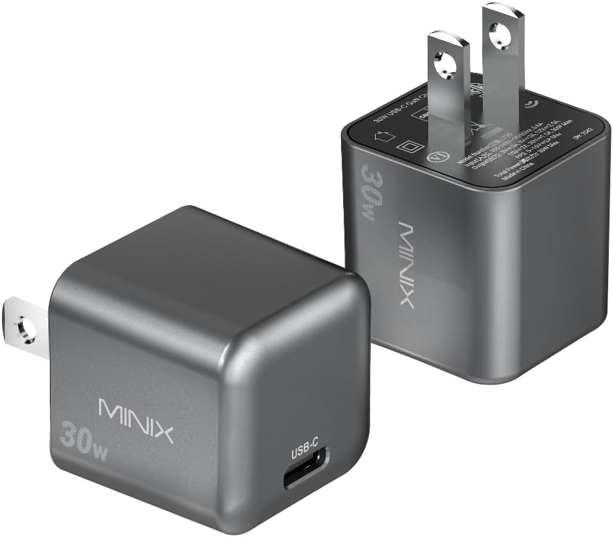 MINIX P30 30W USB C Charger Block 2-Pack, Type C Fast Charging Plug | GaN Fast Charging Block Wall Adapter, Compatible with iPhone 17 16 15 14 Pro Max, iPad Pro, AirPods, Samsung Galaxy S24 S23