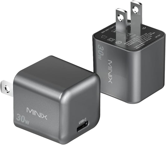 MINIX P30 30W USB C Charger Block 2-Pack, Type C Fast Charging Plug | GaN Fast Charging Block Wall Adapter, Compatible with iPhone 17 16 15 14 Pro Max, iPad Pro, AirPods, Samsung Galaxy S24 S23