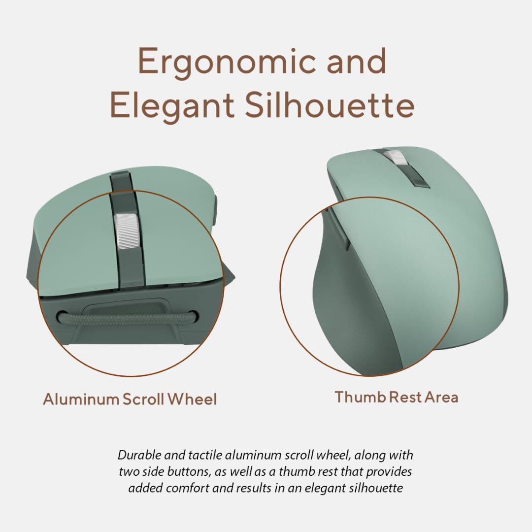 ASUS Wireless SmartO Mouse Silent Plus – Dual Mode (BT/2.4GHz), up to 3 Devices, Ergonomic, 4200 DPI, AA Battery Lasts up to 1 Year, Quiet Switches, Portable, for Productivity/Gaming - Oat Milk