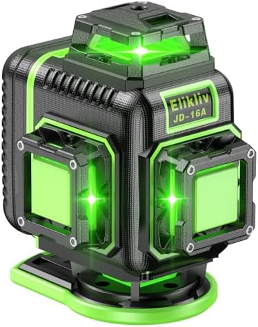 Elikliv Laser Level with Tripod, 4x360° lazer leveler tool | 165Ft Green Laser Level Lines Tool, 360 Self Leveling for Construction, Picture Hanging, Floor Tile, Renovation