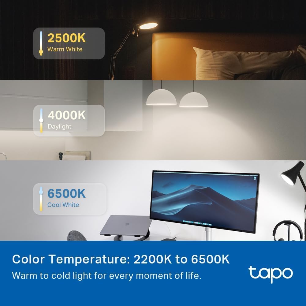 TP-Link Tapo Smart Light Bulbs, 1100 Lumens High Brightness(75W Equivalent), Matter-Certified, 16M Colors RGBW LED Bulb, Dimmable, CRI>90, Voice Control w/Siri, Alexa & Google Home, A19 E26 Tapo L535E