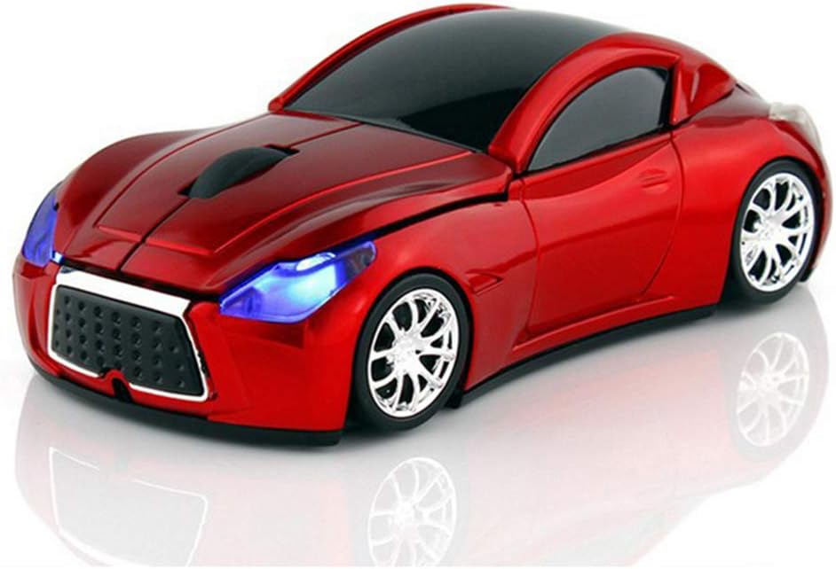 Ai5G Race Car Mouse Wireless Sports Car Shaped Mouse 2.4Ghz Computer Optical Mice with Led Light for Desktop Laptop