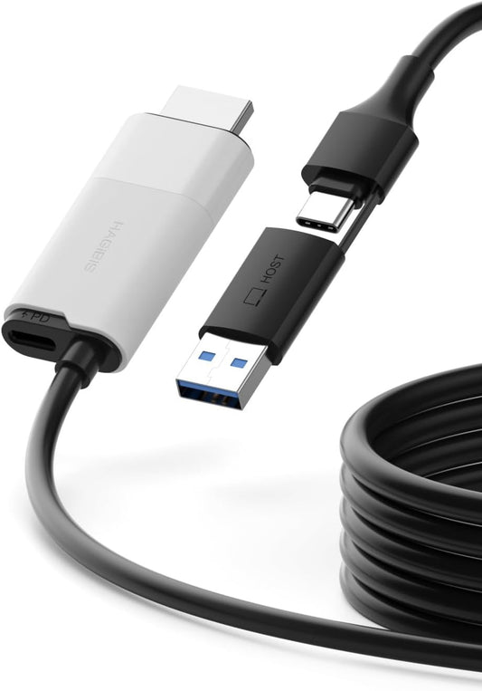 Hagibis USB3.0 Video Capture Card with 100W PD, HDMI to USB A/USB C Capture Cable 1080P@60fps YUY2 MJPEG MS2130 for Quest 3 2 Pro VR Switch2 PS4/5 Live Broadcast, Gaming, Streaming, Recorder