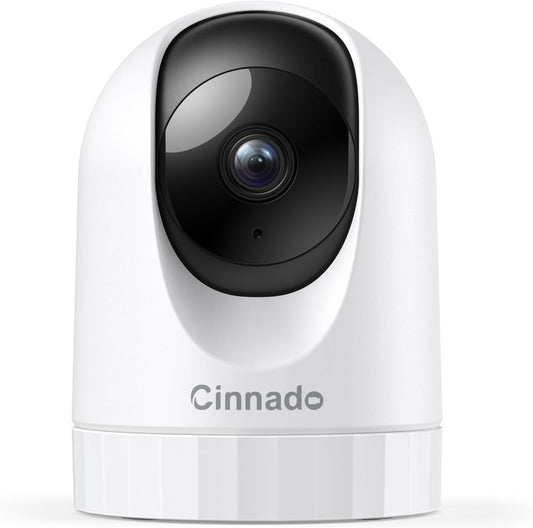 Cinnado 2K Security Camera Indoor for Pet/Dog/Baby with Phone App, D1 1Pack | 360° 2.4Ghz Wi-Fi Cam as Elderly/Baby Monitor, 2-Way Audio, Night Vision, 24/7 SD Card Storage, Alexa & Google Compatible