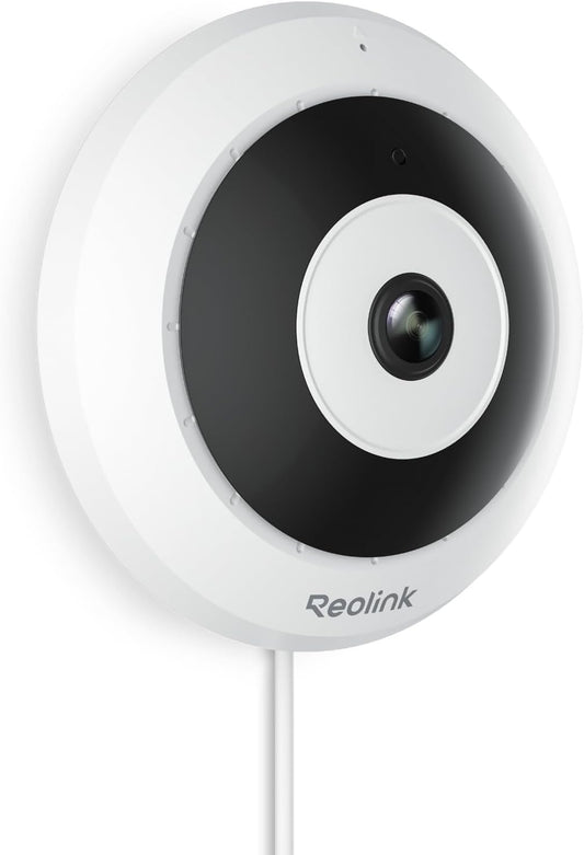 REOLINK PoE Fisheye Camera FE-P(White), 6MP 360° Multiple Panoramic Views | Smart Human Detection, Two Way Talk, Ceiling/Wall/Desk Mount, Display for Home Office Security Surveillance