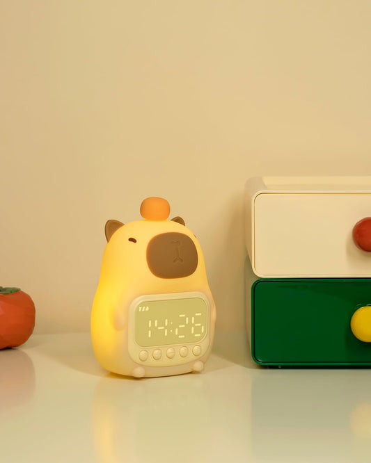 Capybara Alarm Clock for Kids, Cute Kid Night Light Toddler Alarm Clocks