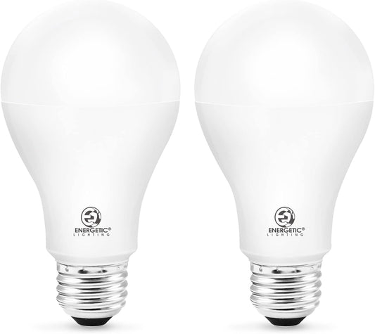 E ENERGETIC LIGHTING 150 Watt LED Bulb, 2600LM Super Bright Light Bulbs, Daylight 5000K, Dimmable A21 LED Bulb, E26 Standard Base, UL Listed, Damp Rated, 2 Pack