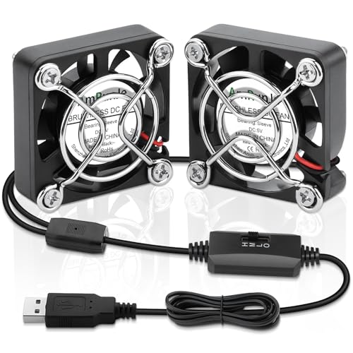 40mm USB Fan 2pcs, 5V Mini Cooling Brushless Fan with Speed Control | 4010 Small Box Fan for PC Computer PlayStation Xbox Router Terrarium Aquarium Welding Helmet Raspberry Pi