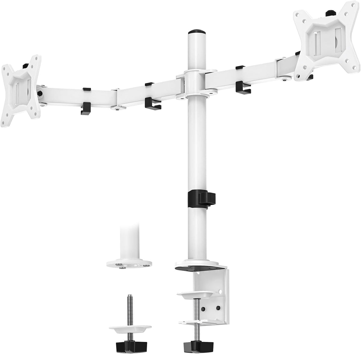 ErGear Fully Adjustable Dual Monitor Mount for 2 Screens up to 32 Inches, Holds up to 17.6 lbs Each Arm, Desk Stand, White