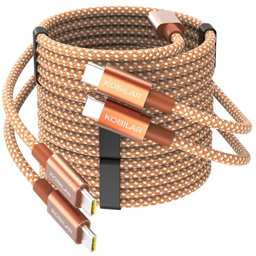 USB C to USB C Cable 3 Pack,Nylon Braided 3Pack 60W 6.6FT Type C Fast Charging Cord Compatible for for iPhone 17/16, Galaxy S25, Pixel 9, MacBook, Chromebook, iPad Pro (Brown, 3Pack-6.6ft)