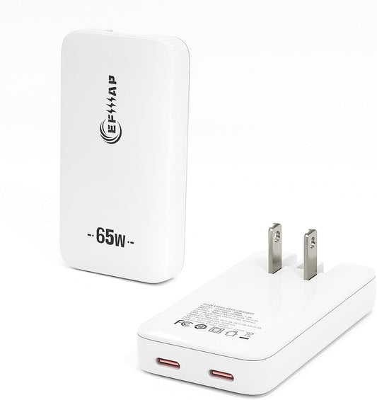 65W Flat USB C Charger Block, Slim Type C Charger Fast Charging - Compact Wall Charger for iPhone 17/16/15/14, MacBook Pro/Air, iPad, Samsung Galaxy S25/24/23, Pixel, Steam Deck, (White)