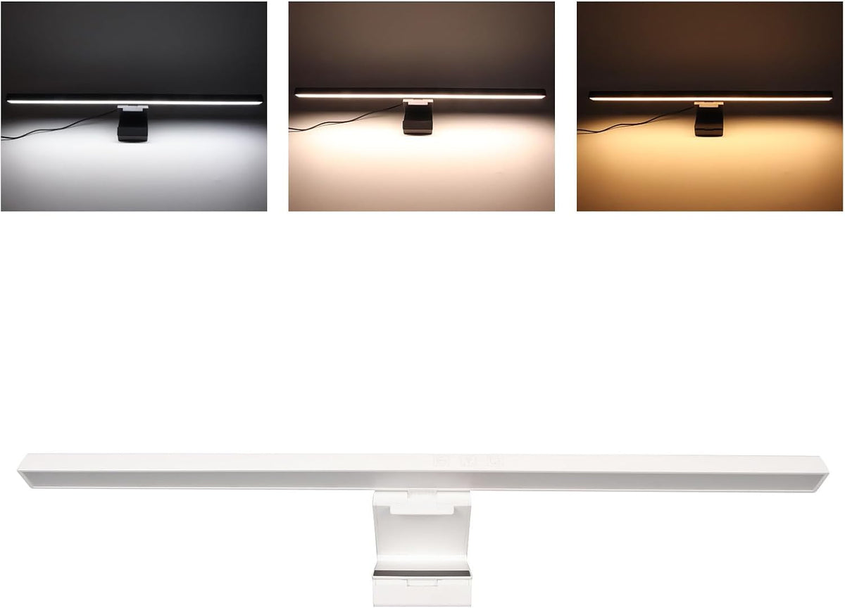 Monitor Light Bar Desk Light Bar 3 Switchable Light Modes Stepless Dimmable Touch Control Computer Screen Light Bar for Office Home White (White)