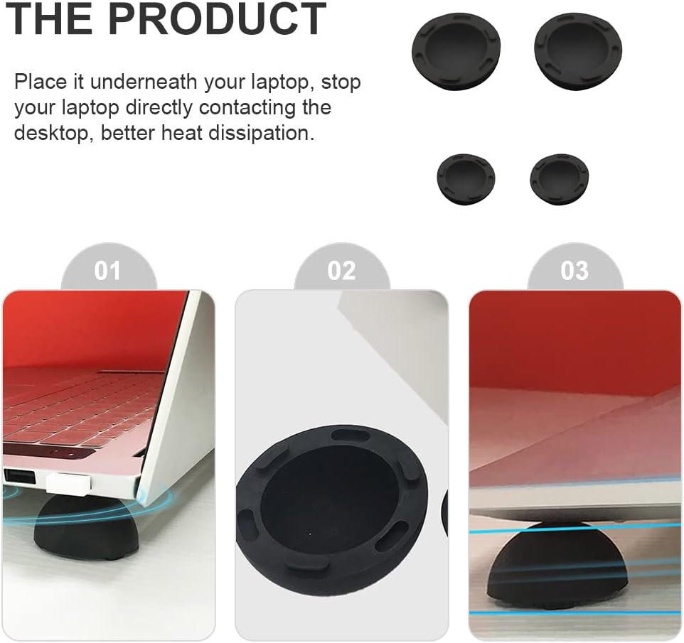 SOLUSTRE Laptop Cooling Ball Pad 4Pcs Silicone Heat Dissipation Feet Riser Stand for Notebook Computer Support and Anti-Slip Cooling Elevator