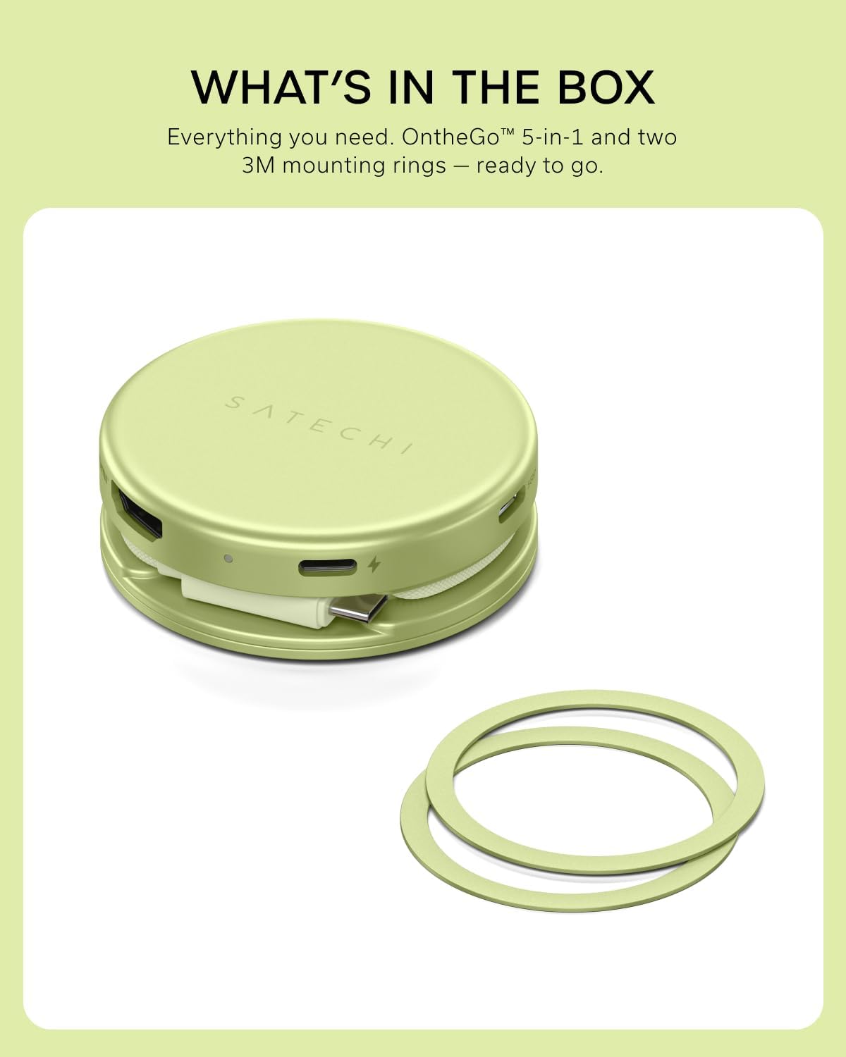 Satechi OntheGo 5-in-1 USB-C Hub, 4K/60Hz HDMI, SD Card Reader, Citrus