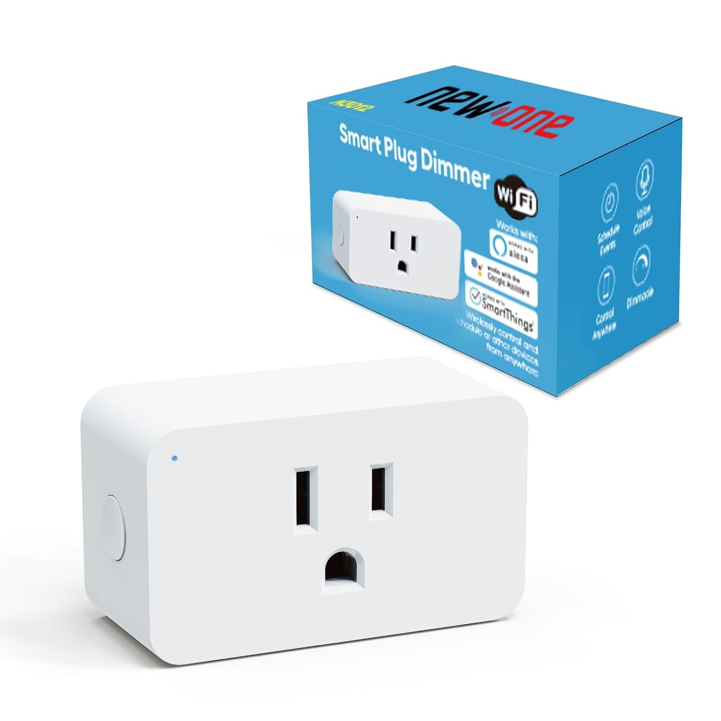 New One 2 Pack 2.4G WiFi Dimmable Smart Plug, Smart Outlet, Dimmer Plug, Alexa, Google Assistant, No Hub Required