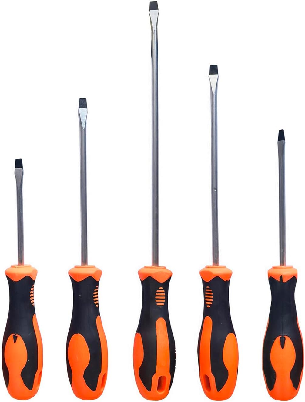 Flat Head Screwdriver Set (5 Sets in the Following Sizes Slotted Screwdriver with Magnetic Tips. Soft Ergonomic Grip from Standard or Precision Flat Screwdrivers