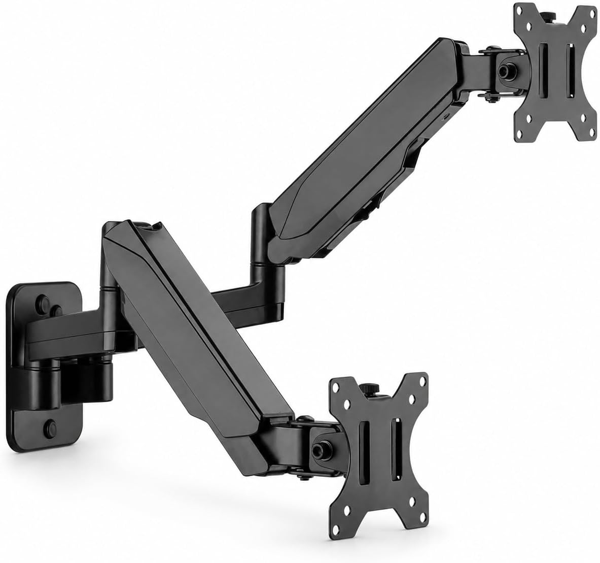 Mount-It! Dual Monitor Wall Mount Bracket - Double Computer Monitor Wall Mount With Two Height Adjustable Full Motion Arms Tilt up to 17" - 32" Inch Screens with 75, 100 VESA Patterns, 19.8 Lb Per Arm