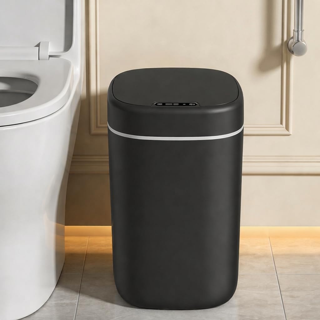 Smart Motion Sensor Trash Can, 17L (4.5 Gallon) 3 Induction Modes, Sealed Lid with Odor Control, Touch Control Function, Durable & Easy to Clean Waste Bin for Bathroom, Office，Light Gray