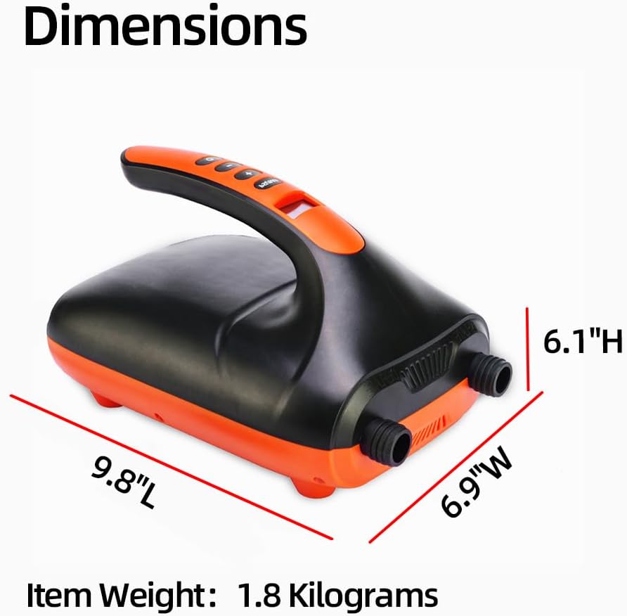20PSI High Pressure SUP Electric Air Pump,Dual Stage Inflation Paddle Board Pump for Inflatable Stand Up Paddle Boards, Boats,Kayak,12V DC Car Connector