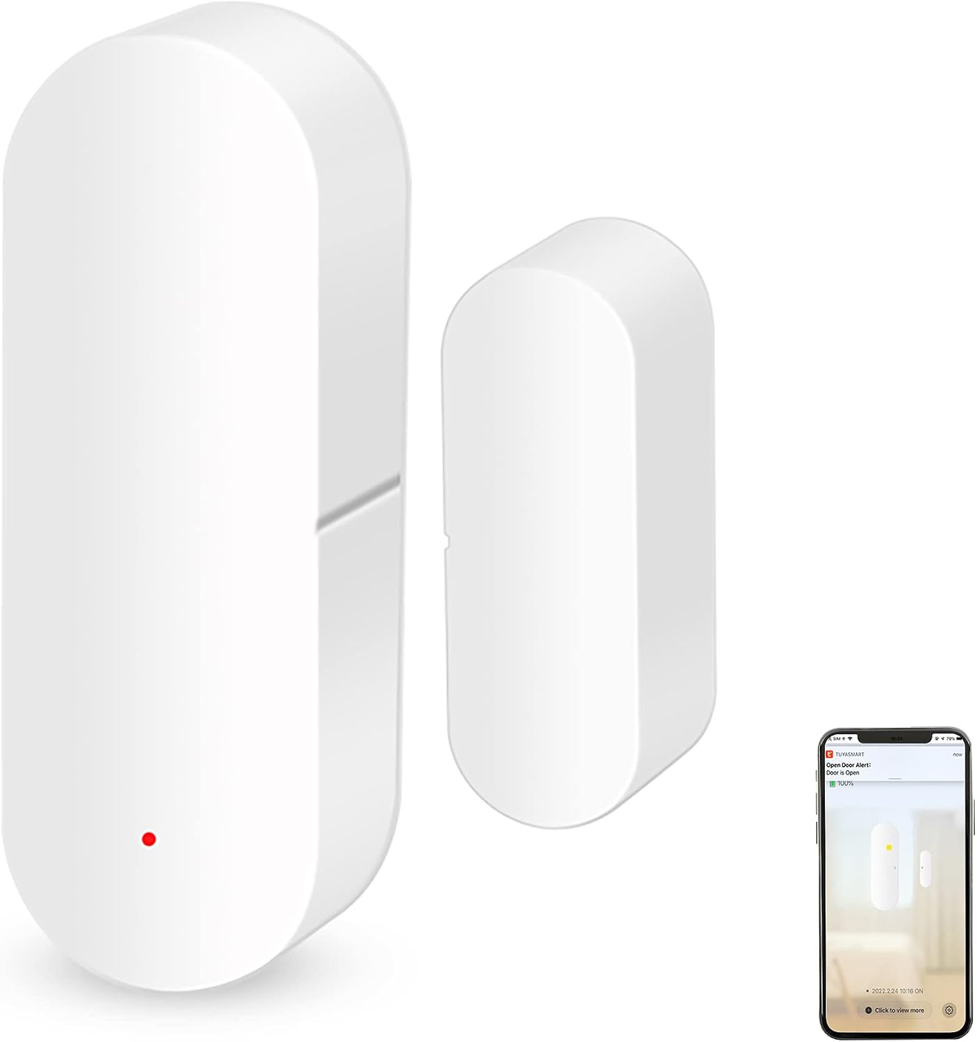 2 Pack WiFi Door Sensor: Window Contact Sensor, Free App Alerts, Programmable with Tuya/Smart Life Devices for Home Security & Smart Home Automation, Compatible with Alexa & Google Assistant