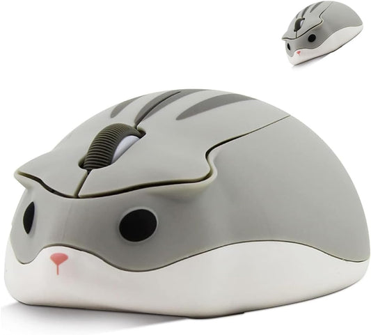 Wireless Mouse Cute Hamster Shape Silent Click Portable Compact Optical 1200DPI USB Cordless Mice for PC Laptop Computer Notebook MacBook Kids Girl Boy Men Women Adults School Office Work Gift (Gray)