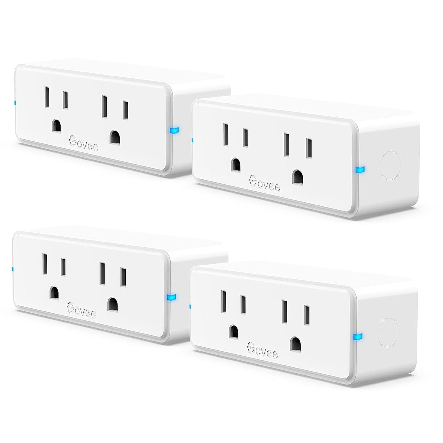 Govee Dual Smart Plug 4 Pack, 15A WiFi Bluetooth Outlet, 2-in-1 Design | Works with Alexa and Google Assistant, Remote Control via Govee Home App without Hub. Supports Timer, FCC and ETL Certified