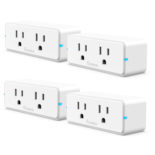 Govee Dual Smart Plug 4 Pack, 15A WiFi Bluetooth Outlet, 2-in-1 Design | Works with Alexa and Google Assistant, Remote Control via Govee Home App without Hub. Supports Timer, FCC and ETL Certified