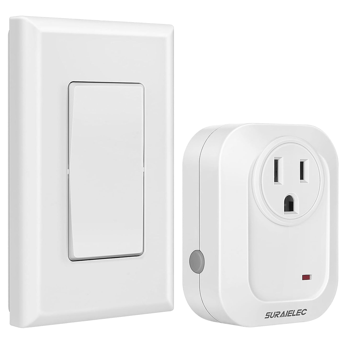 SURAIELEC Wireless Wall Switch Remote Control Outlet, 100 ft RF Range | Plug & Play, No Wiring Needed, Expandable Remote Light Switch Kit for Plug-in Pendant Light, Lamp, Small Electrical Appliance