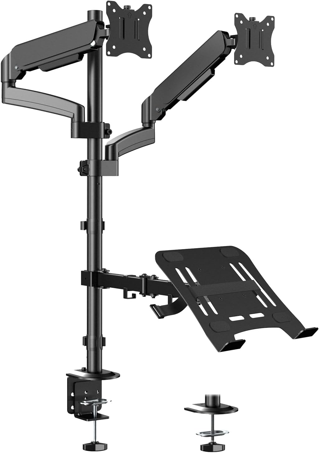Dual Monitor and Laptop Desk Mount fits 17-32 Inch, Full Motion