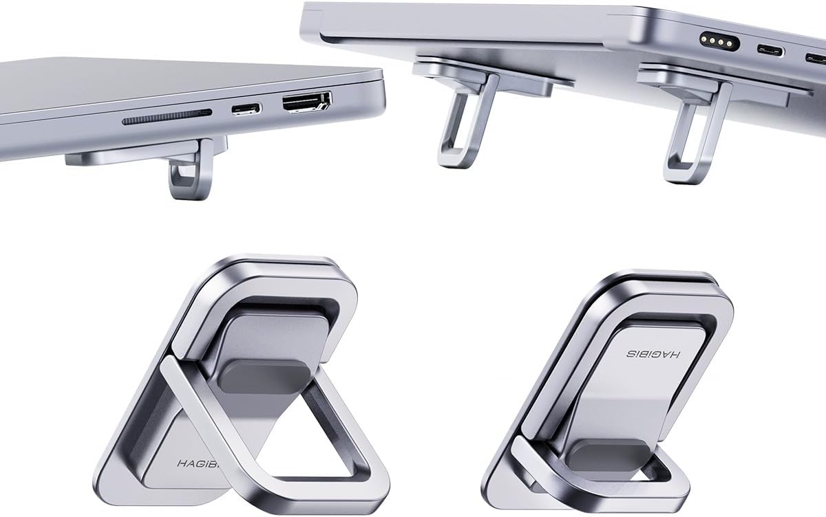 Hagibis Adjustable Laptop Stand for Desk - Portable Laptop Riser, Ergonomic Aluminum Cooling Pad for MacBook Pro Air, Tablet (Silver)