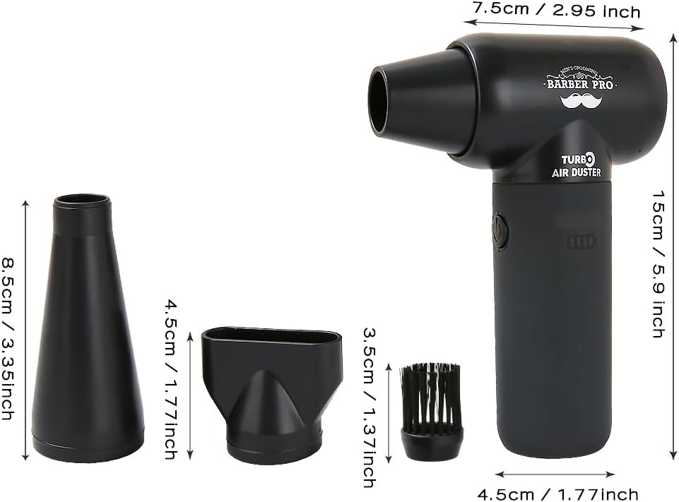 Compressed Air Duster - Electric Duster for Hair Barber, 3 Gear Mini Portable Jet Dry Air Blower, for PC, Office,Salon, Fan, Laptop, Keyboard, Car -Black