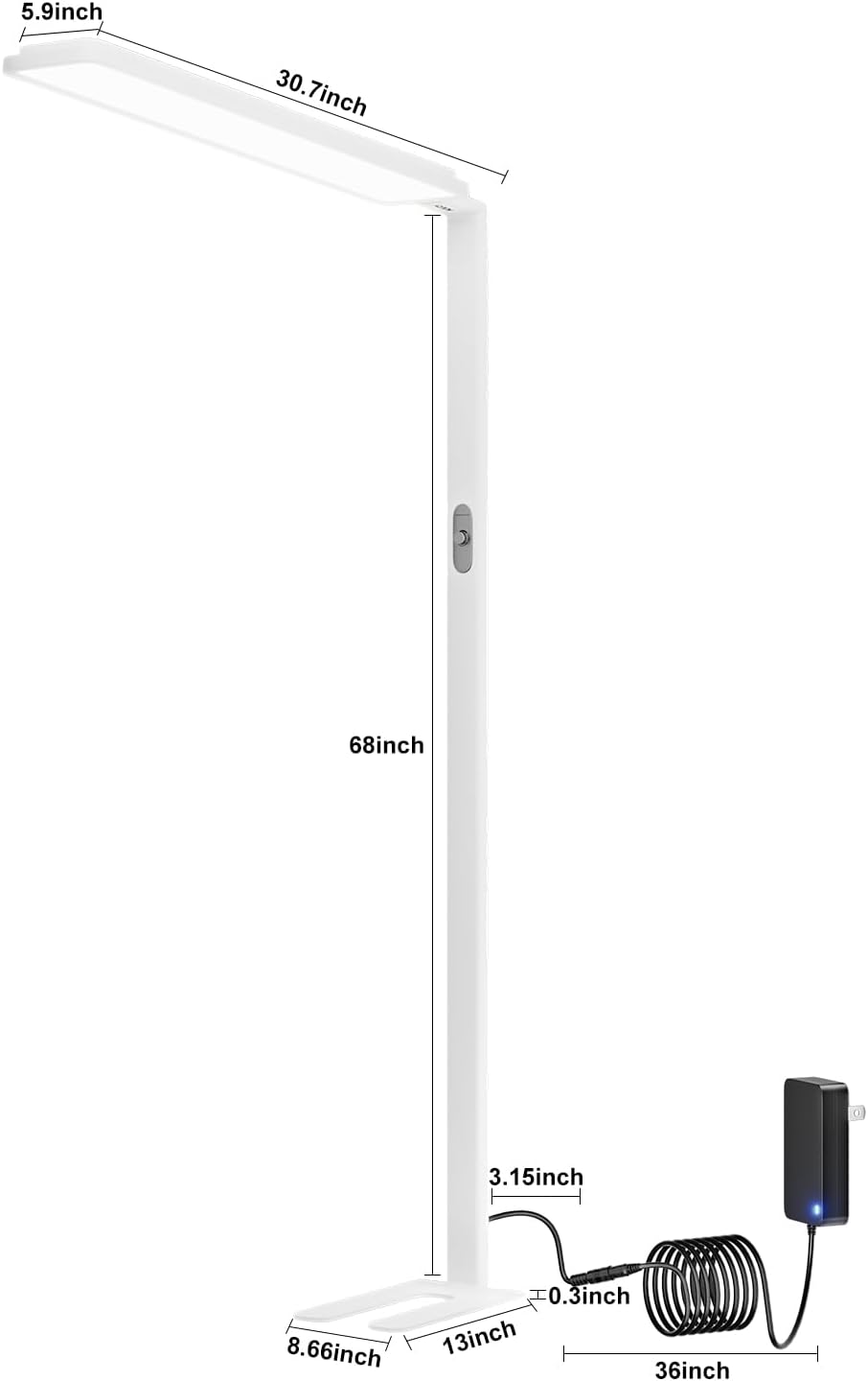 LED Floor Lamp 68inch Standing led Desk Light Eye-Caring Reading Study