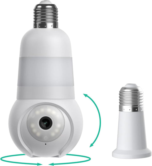 Luna Light Bulb Security Camera Wireless Outdoor Indoor, 2K 360° Pan Tilt | Color Night Vision, LED Bulb & Spotlight, 2.4GHz 5GHz Wi-Fi, Porch Light Camera for Home Security