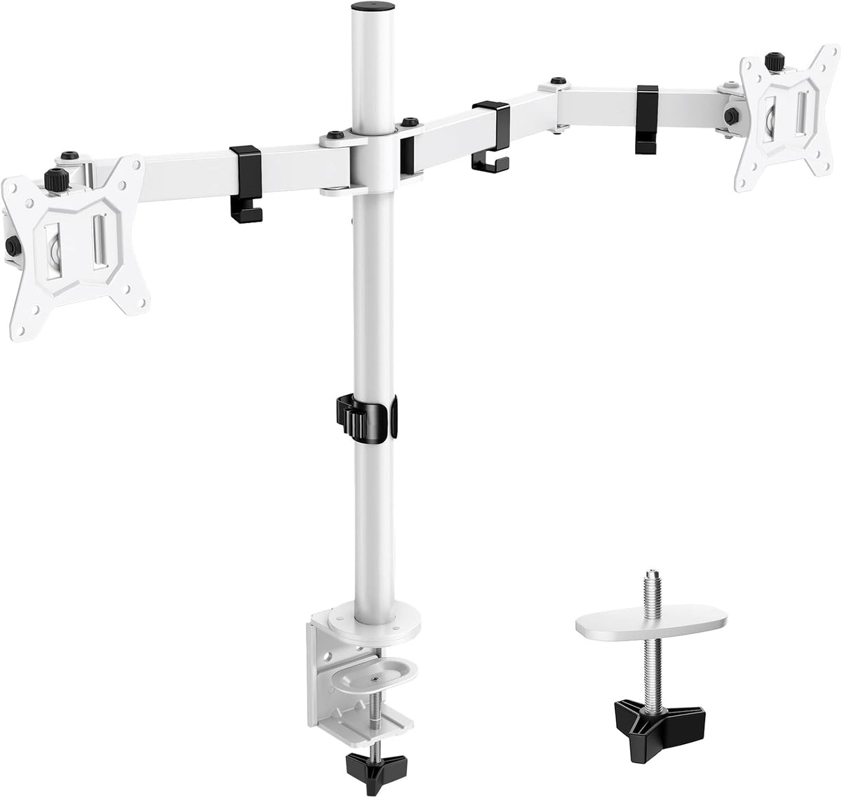 ErGear Fully Adjustable Dual Monitor Mount for 2 Screens up to 32 Inches, Holds up to 17.6 lbs Each Arm, Desk Stand, White