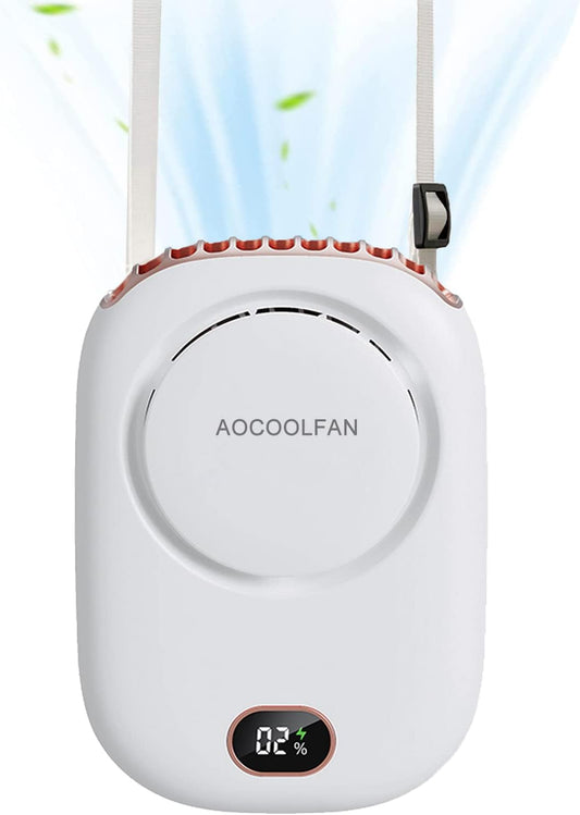 AOCOOLFAN Portable Neck Fan, Mini Small Personal Handheld Fan USB Rechargeable 3 Speed for Girls Boys Woman Eyelash Travel Home Office Outdoor (White)