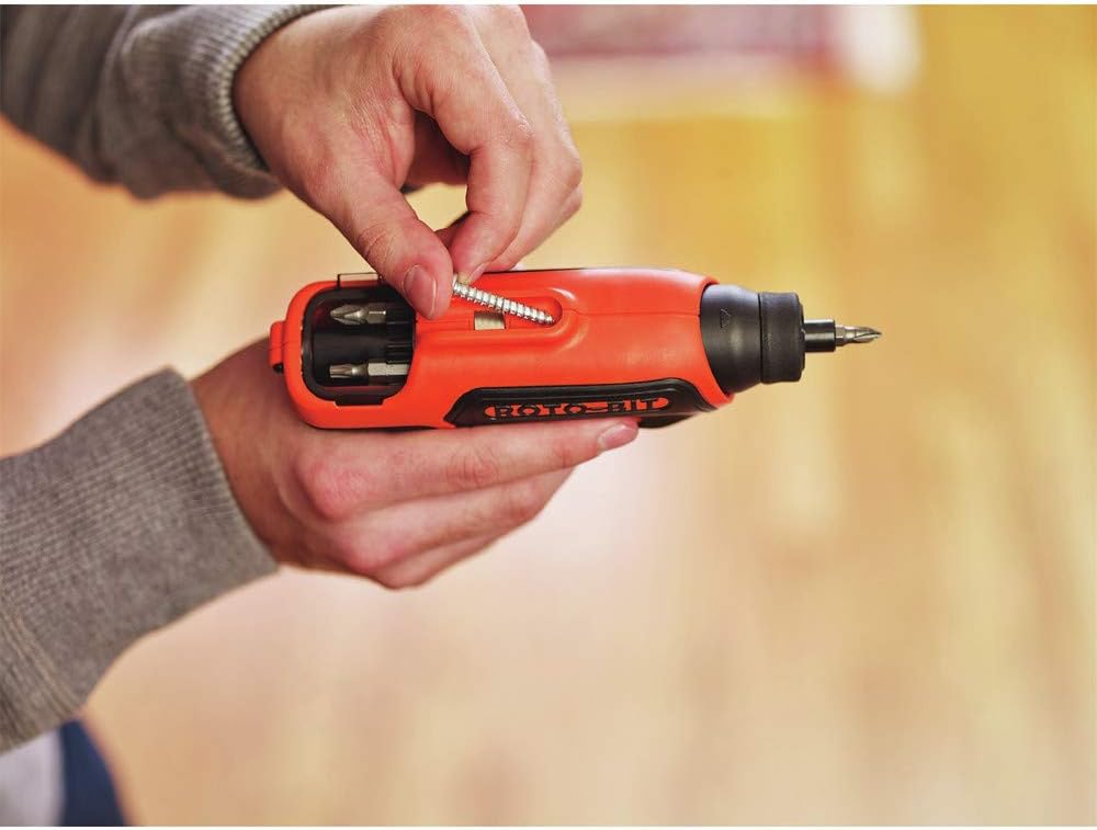 BLACK+DECKER 4V MAX Electric Screwdriver, Cordless, 180 RPM, 8 Bits With Built-In, Storage Compartment, Batteries Included (BDCS50C)