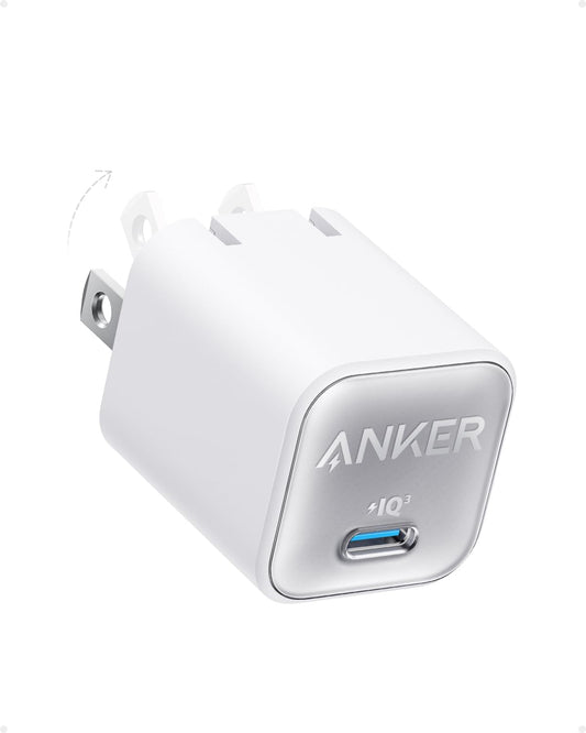 Anker Nano Phone Charger, 30W Portble and Foldable USB C GaN Charger | For iPhone 17/17 Plus/17 Pro Max/16/16 Plus/16 Pro Max/15 Pro Max, Galaxy, iPad, and MagSafe-Compatible Accessories
