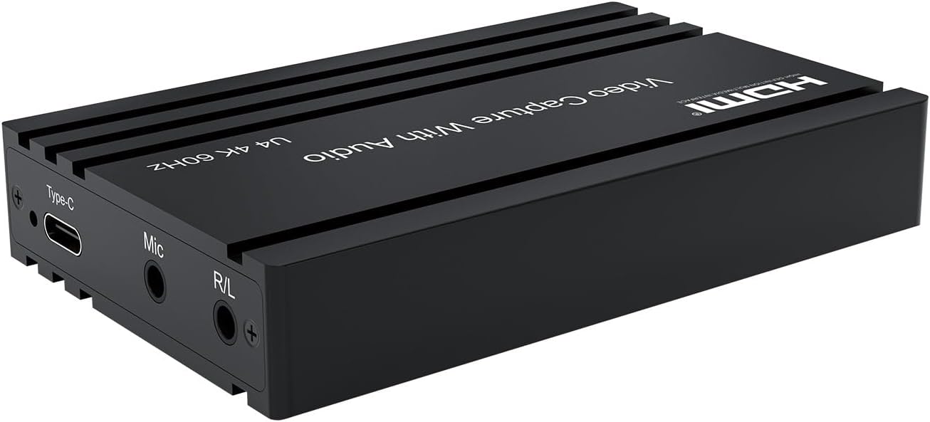 4K@60Hz HDMI Video Capture Card with Audio Mixing - HDCP 2.2/HDR10 Support, USB-C Plug & Play, UVC/UAC Compliance for Streaming, Gaming & Recording (Windows/MacOS)