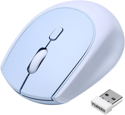 YUNZII C2 Silicone Wireless Mouse 1600 DPI Optical 2.4GHz (Blue) | 2.4GHz Connection, Noiseless Computer Mice, Quiet Clicks, 3-Level DPI, Up to 1600, Optical Tracking, for Laptop/PC/Mac