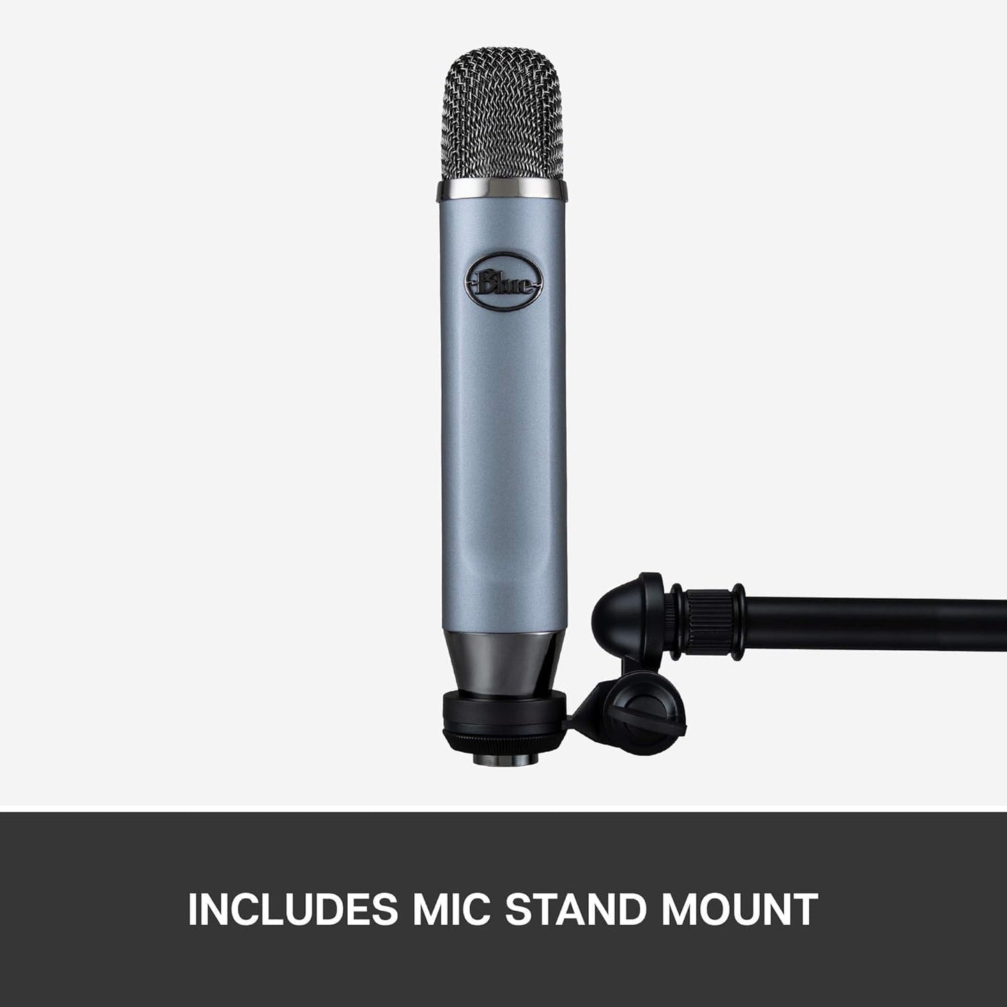 Logitech Blue Ember XLR Condenser Mic for Recording and Streaming, Custom Cardioid Capsule and Mic Stand Mount, Gray (Renewed)