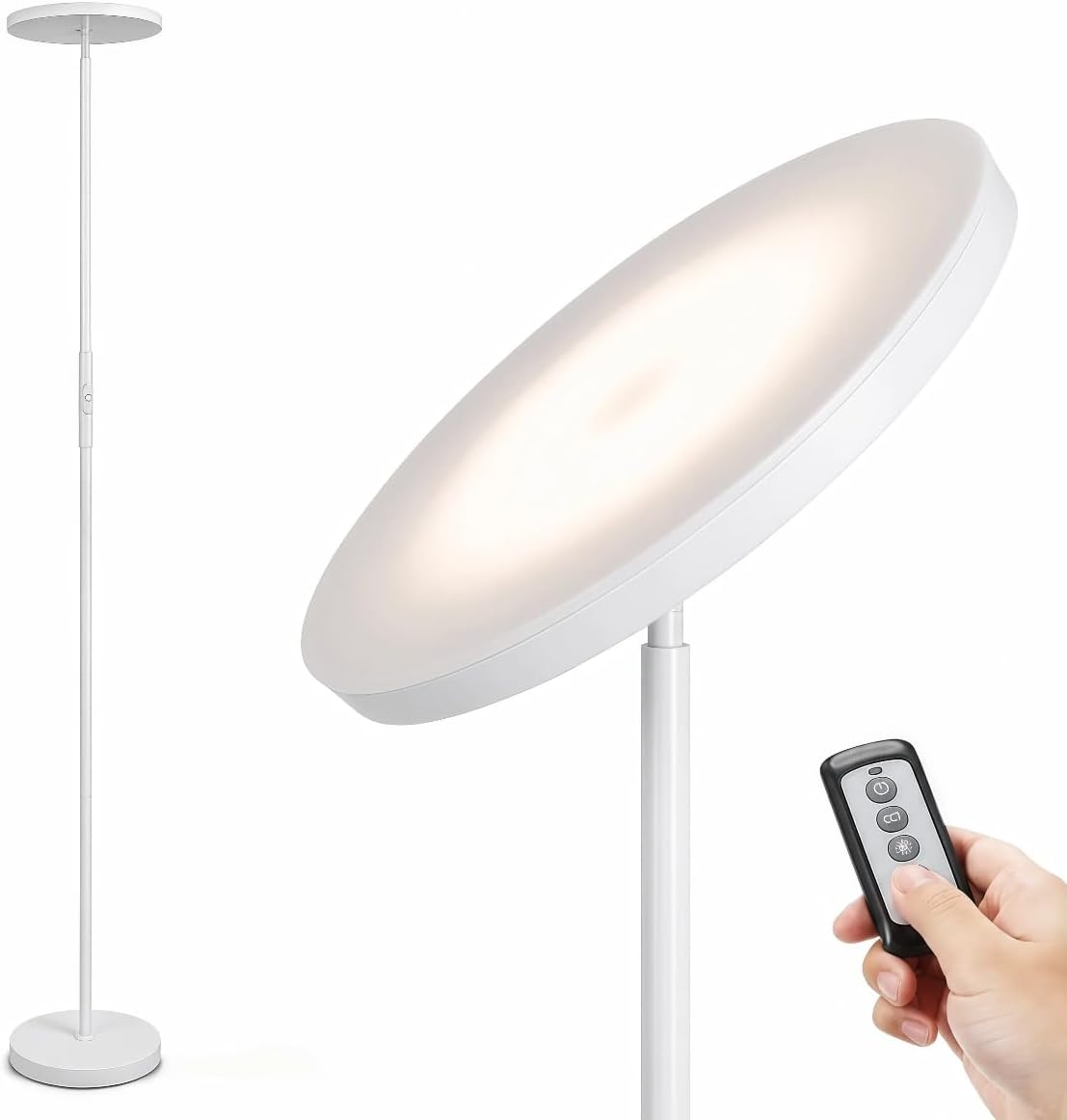 JOOFO LED Torchiere Floor Lamp with Remote, Stepless Dimmable, Black Gold