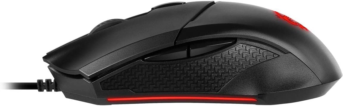msi Clutch GM08 Gaming Mouse, 4200 DPI, Optical Sensor, 3 Adjustable Weights, Red LED Lighting, Symmetrical Design