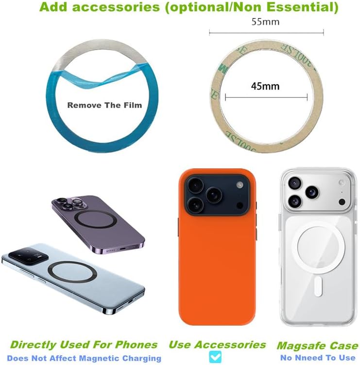 Magnetic Phone Ring for MagSafe Phone Grip - [Super Magnet] Stylish Ring Holder Stand with for iPhone 17 16 15 14 13 12 Pro Max Air, Mag Safe Women Decor Accessories, Glitter Gold 2026 New