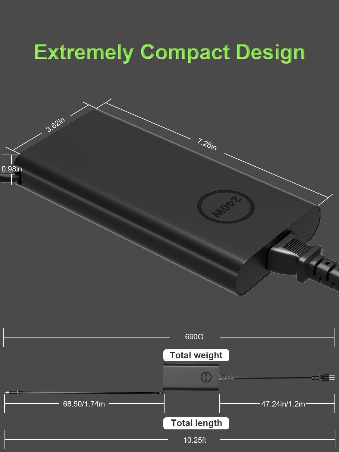 240W Slim Gan Charger Compatible with Dell G16 G15 G7 G5 Alienware x17 x16 x15 M18x X51 17 15 Precision 7780 7770 7680 7670 7560 3260 3551 Laptop, Performance TB16 TB15 Dock