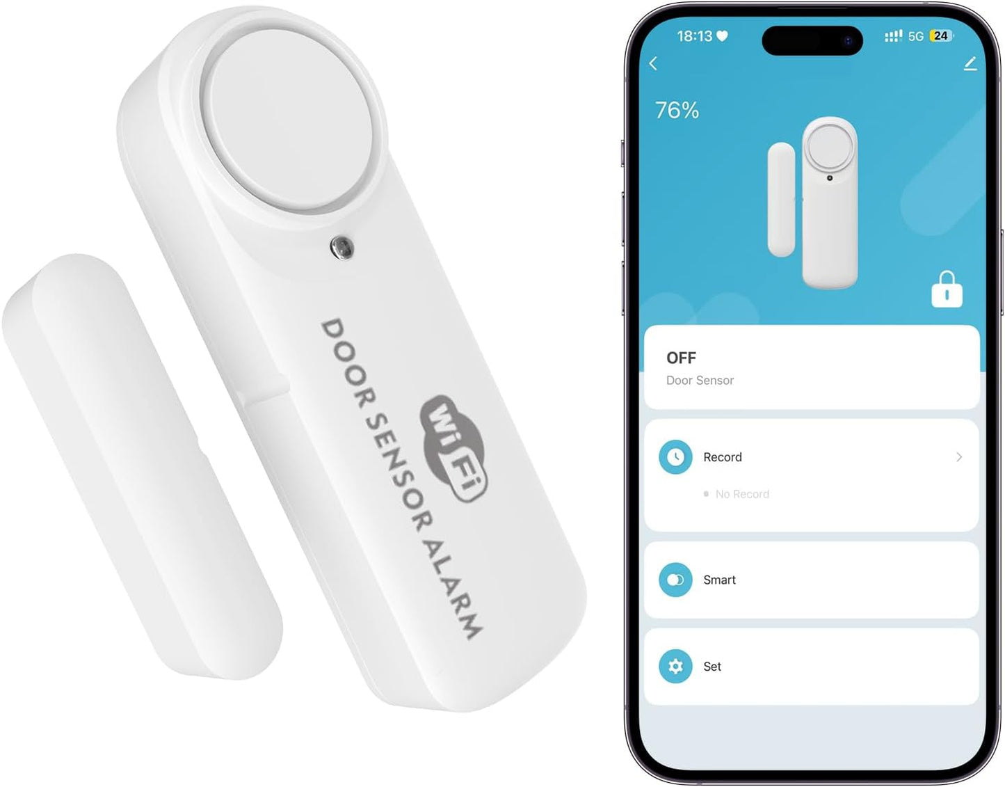 Loopo Smart WiFi Door & Window Alarm Sensor Chime, 100dB Wireless Door Chime with App Alerts, Tuya Smart Life, Compatible with Alexa & Google, No Hub Required, for Home Kids Safety, 2-Pack