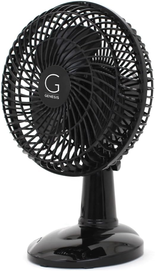 Genesis 6-Inch Clip Convertible Table-Top & Clip Fan Two Quiet Speeds - Ideal For The Home, Office, Dorm, More Black (A1CLIPFANBLACK