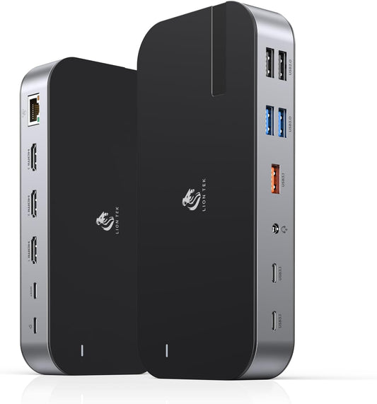 LIONWEI Laptop Docking Station,16 in 1 USB C Docking Station Triple Monitor