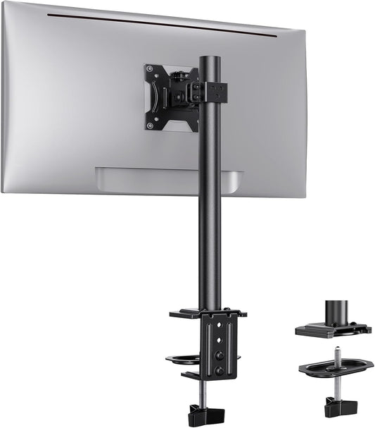 Ergear Single Monitor Mount for 13-32 Inch Screens,17.6 lbs Capacity | Steel pole design,tilt, swivel, rotation,cable clips,desk space saving, home office setup, VESA 75x75/100x100mm